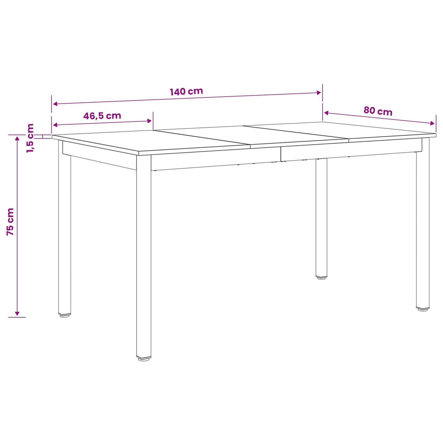 Tavoli da pranzo 140 x 80 x 75 cm METALLO