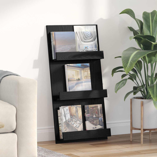 Scaffale per riviste Rovere Nero 51 x 11 x 102 cm