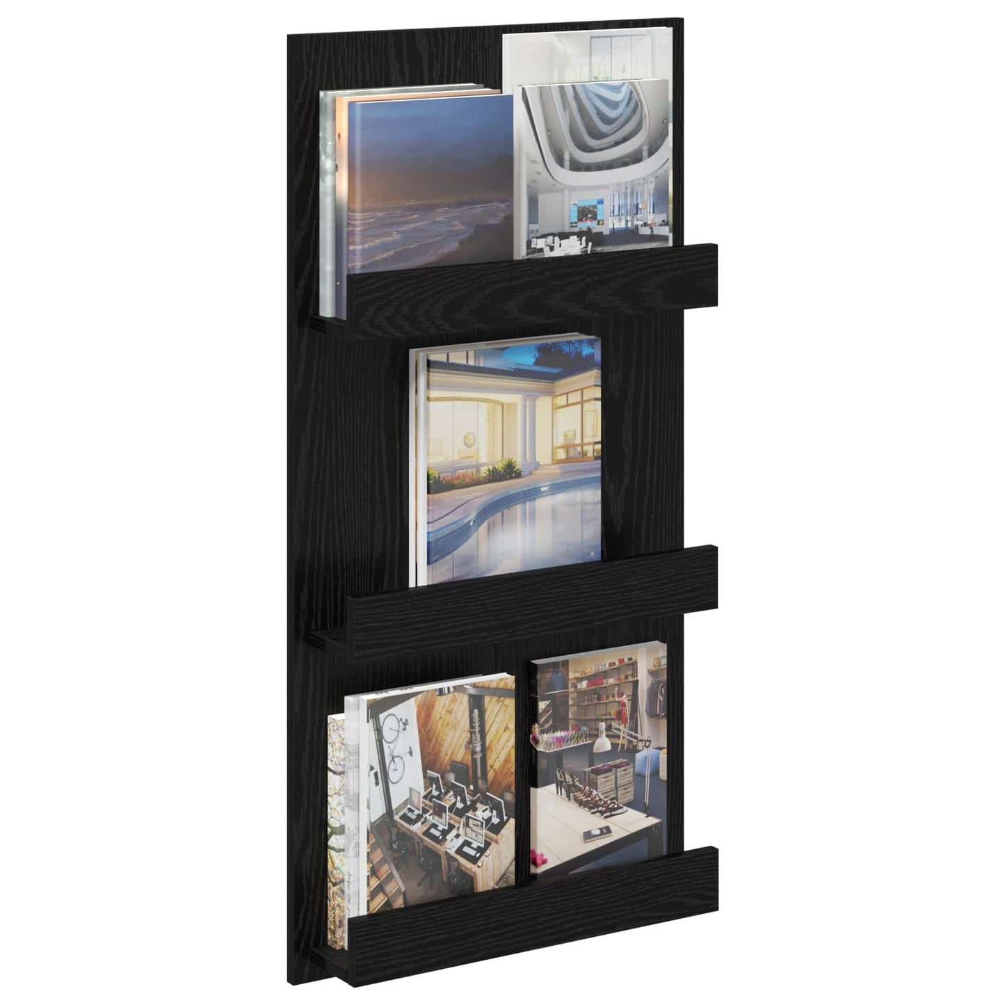 Scaffale per riviste Rovere Nero 51 x 11 x 102 cm