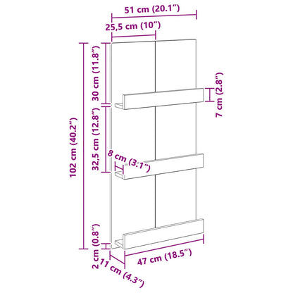 Scaffale per riviste Rovere artigianale 51 x 11 x 102 cm