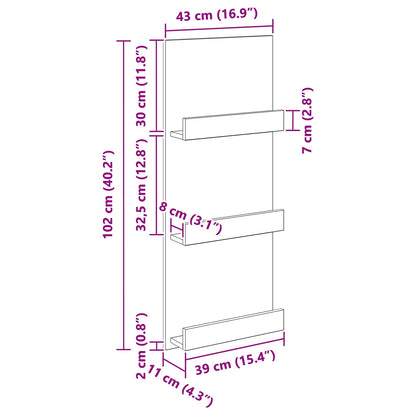 Scaffale per riviste Rovere fumé 43 x 11 x 102 cm | homemem39