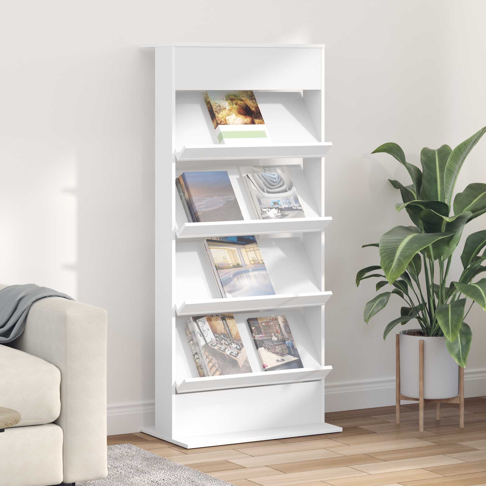 Scaffale per riviste Bianco 70 x 41 x 156 cm Legno multistrato | homemem39