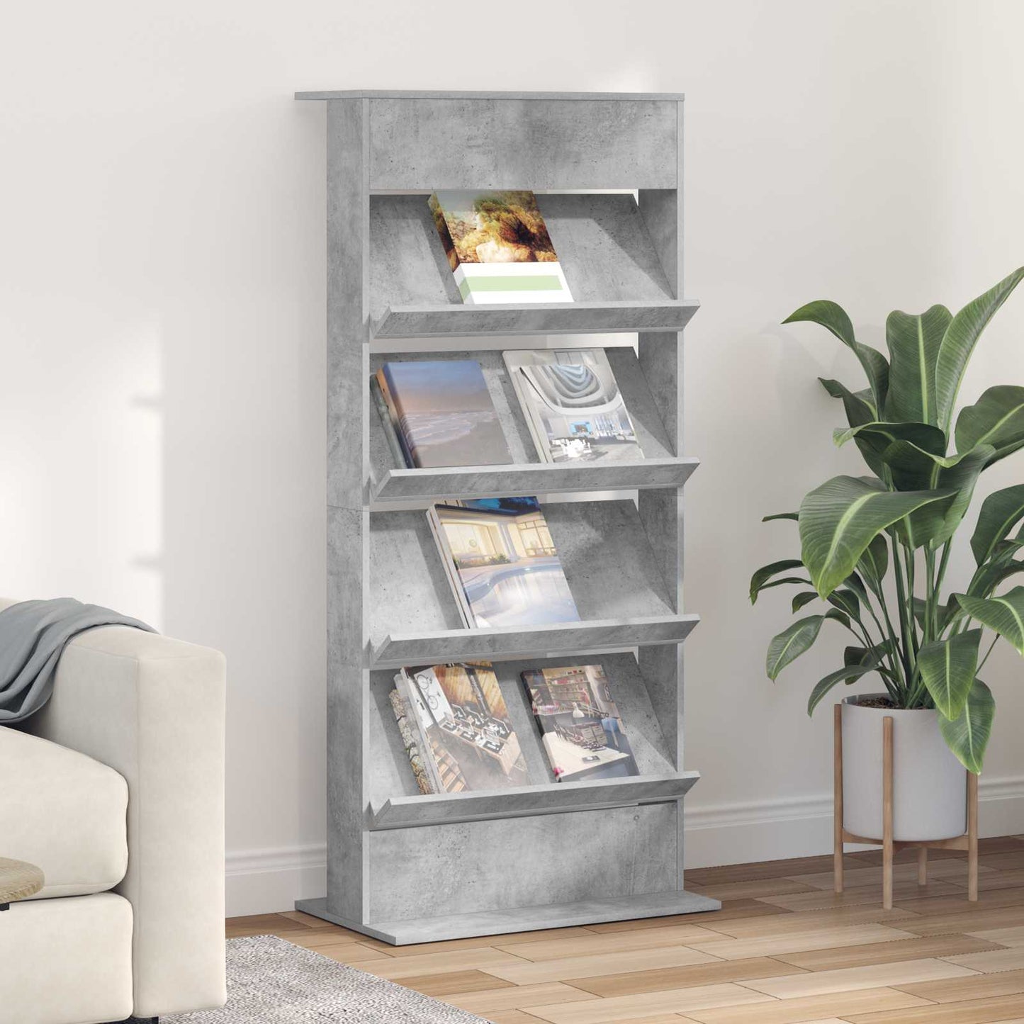 Scaffale per riviste Grigio cemento 70 x 41 x 156 cm | homemem39