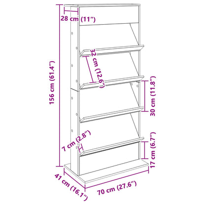 Scaffale per riviste Grigio Sonoma 70 x 41 x 156 cm