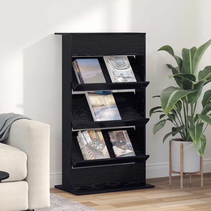 Scaffale per riviste Rovere Nero 70 x 41 x 126 cm | homemem39