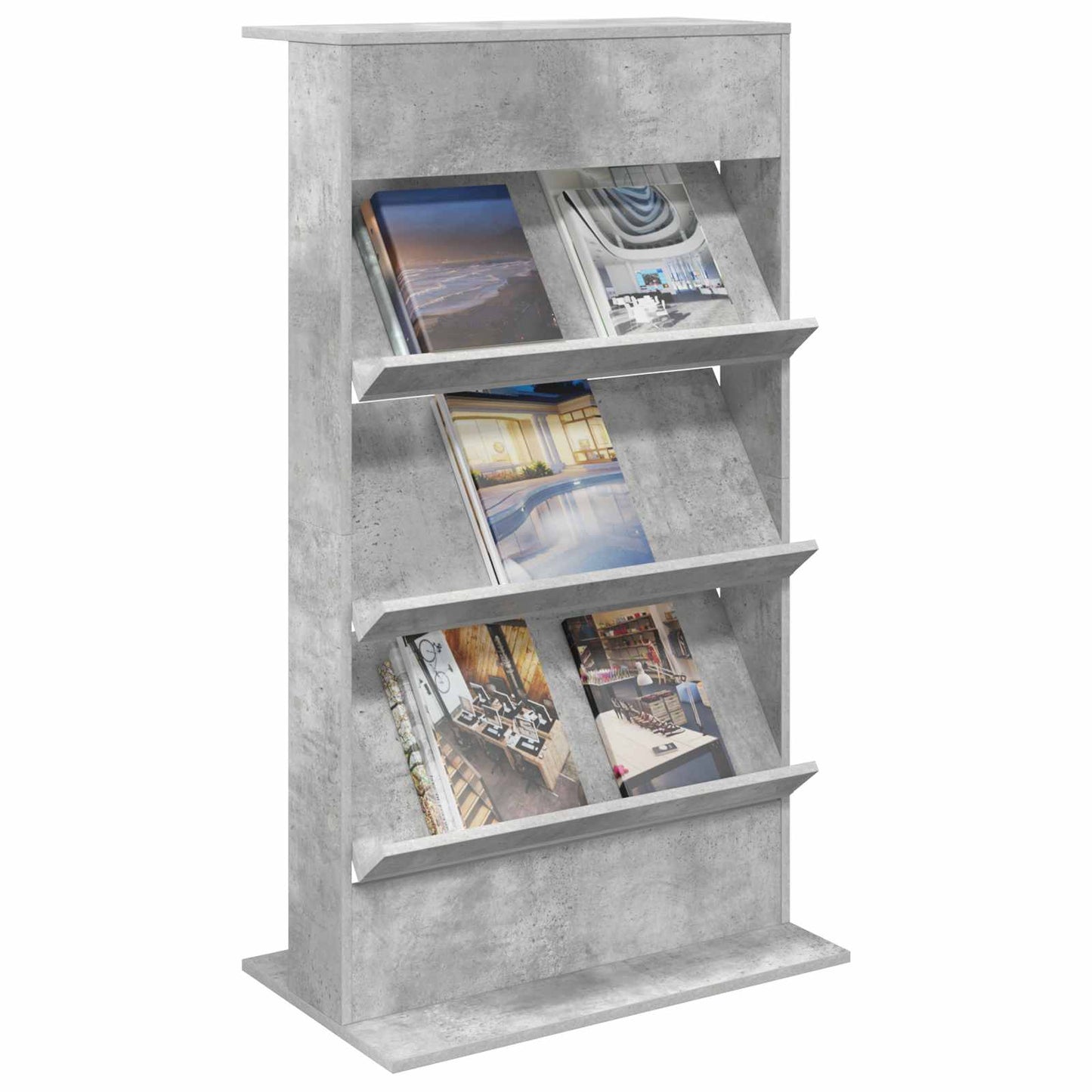 Scaffale per riviste Grigio cemento 70 x 41 x 126 cm