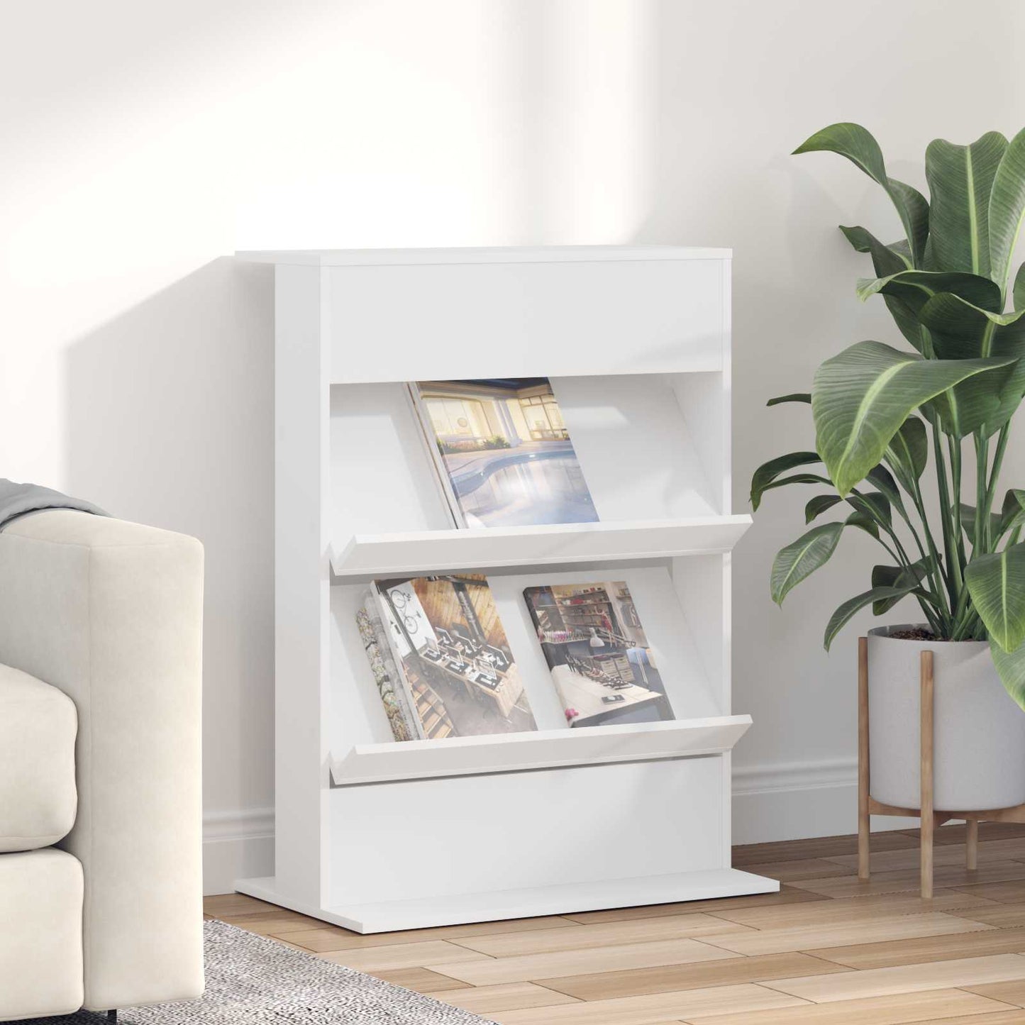 Scaffale per riviste Bianco 70 x 41 x 96 cm Legno multistrato | homemem39