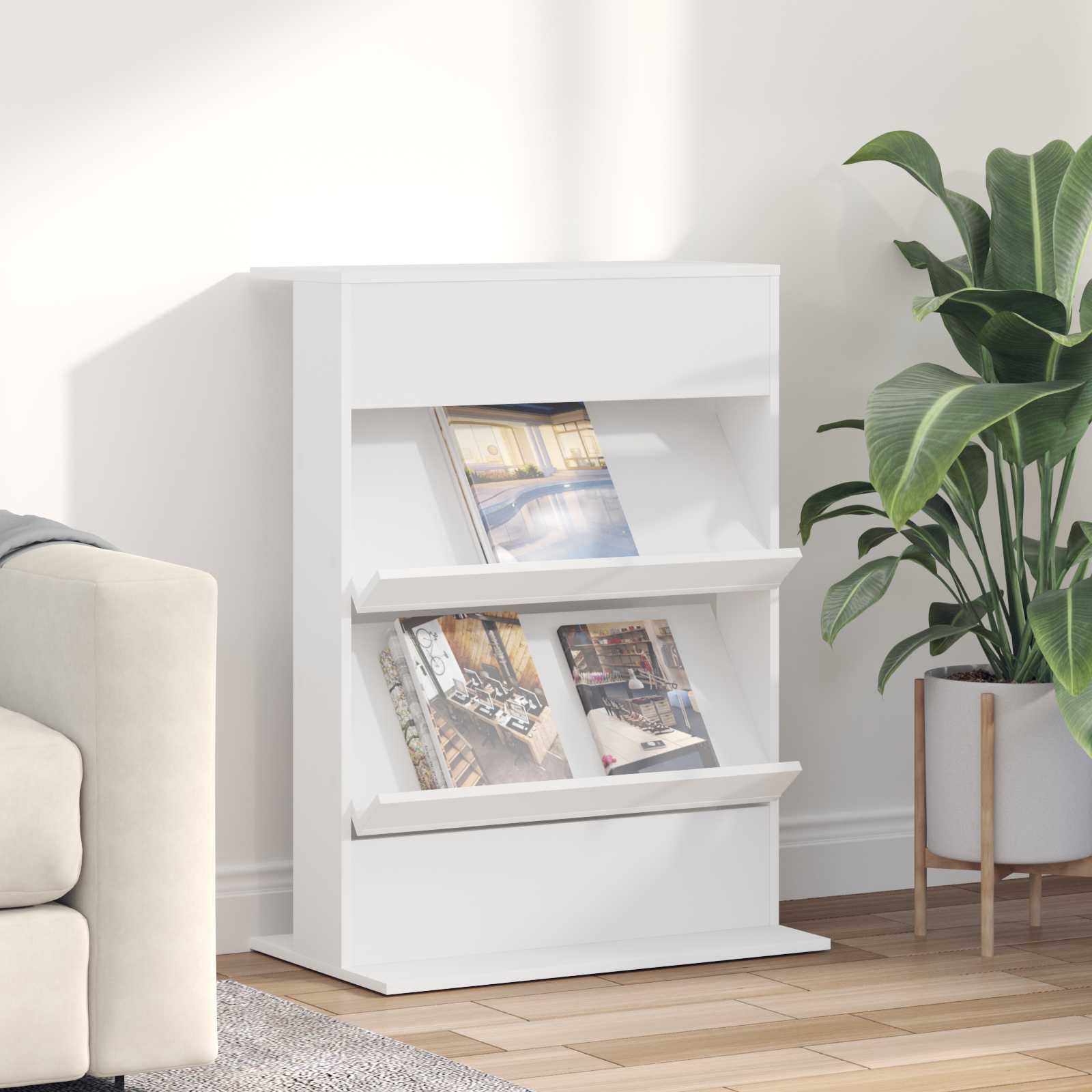 Scaffale per riviste Bianco 70 x 41 x 96 cm Legno multistrato | homemem39