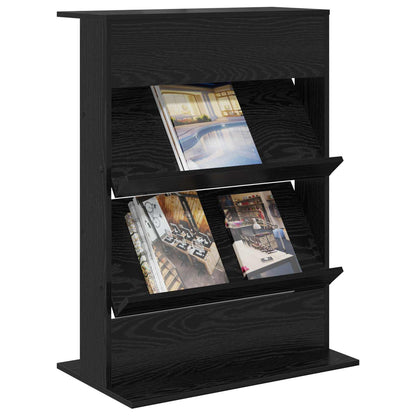 Scaffale per riviste Rovere Nero 70 x 41 x 96 cm | homemem39