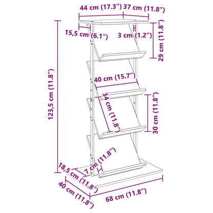 Scaffale per riviste Grigio Sonoma 68 x 40 x 123.5 cm