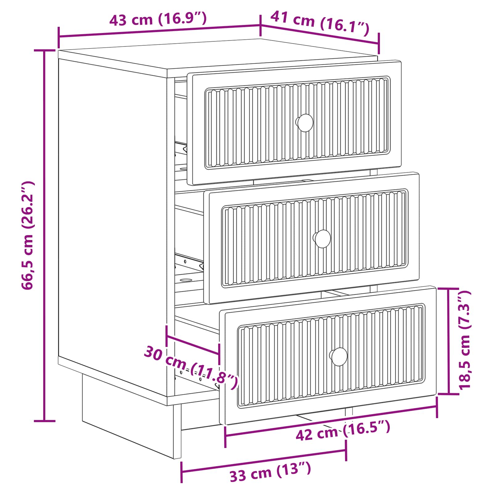 Armadio da Notte Bianco 43 x 41 x 66,5 cm Legno ingegnerizzato | homemem39