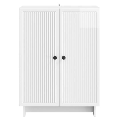 Credenza Bianco Lucido 66 x 34,5 x 90 cm Legno ingegnerizzato