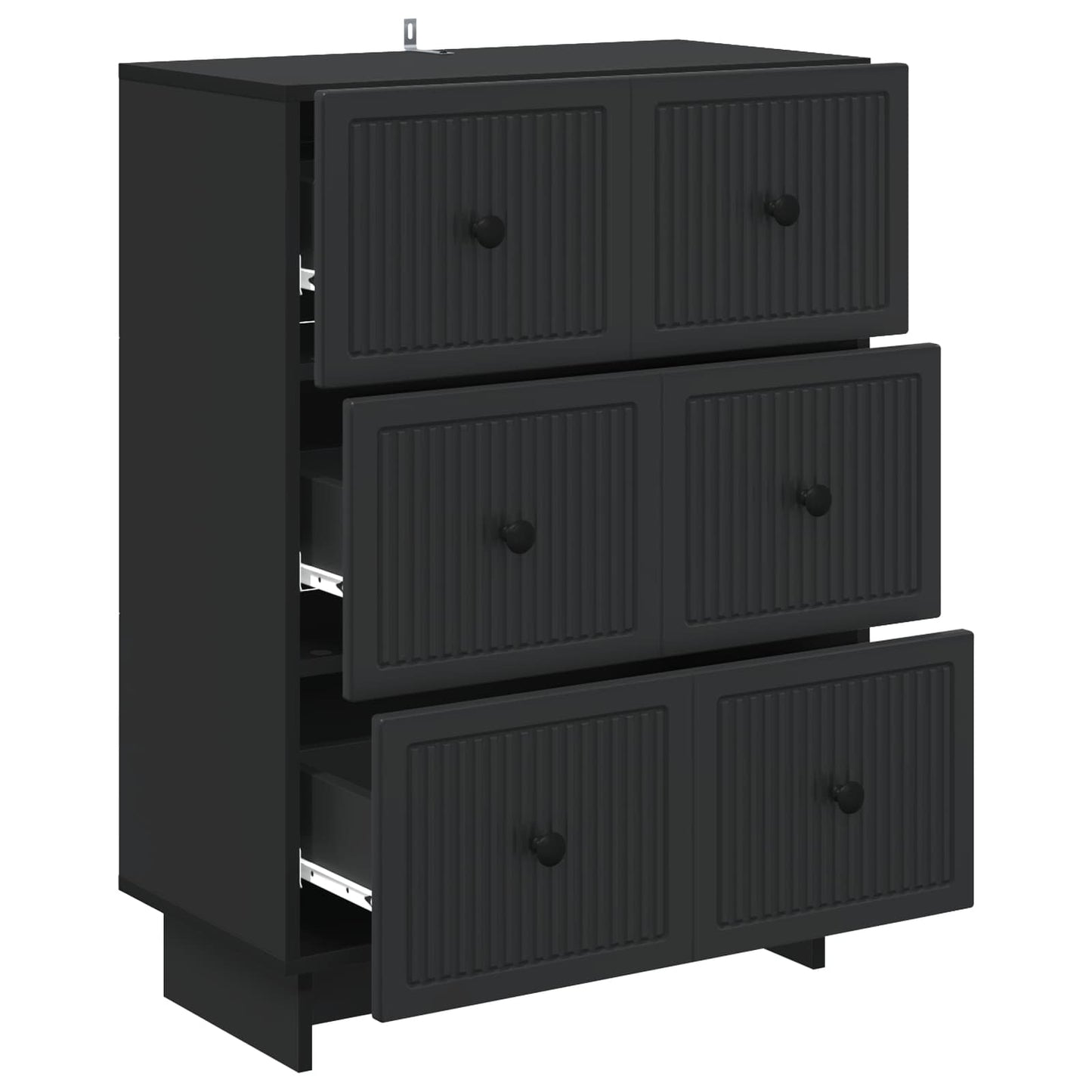 Mobile con Cassetti Nero 66 x 34,5 x 90 cm Legno ingegnerizzato