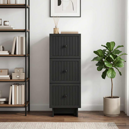 Mobile con Cassetti Nero 33 x 34,5 x 90 cm Legno ingegnerizzato