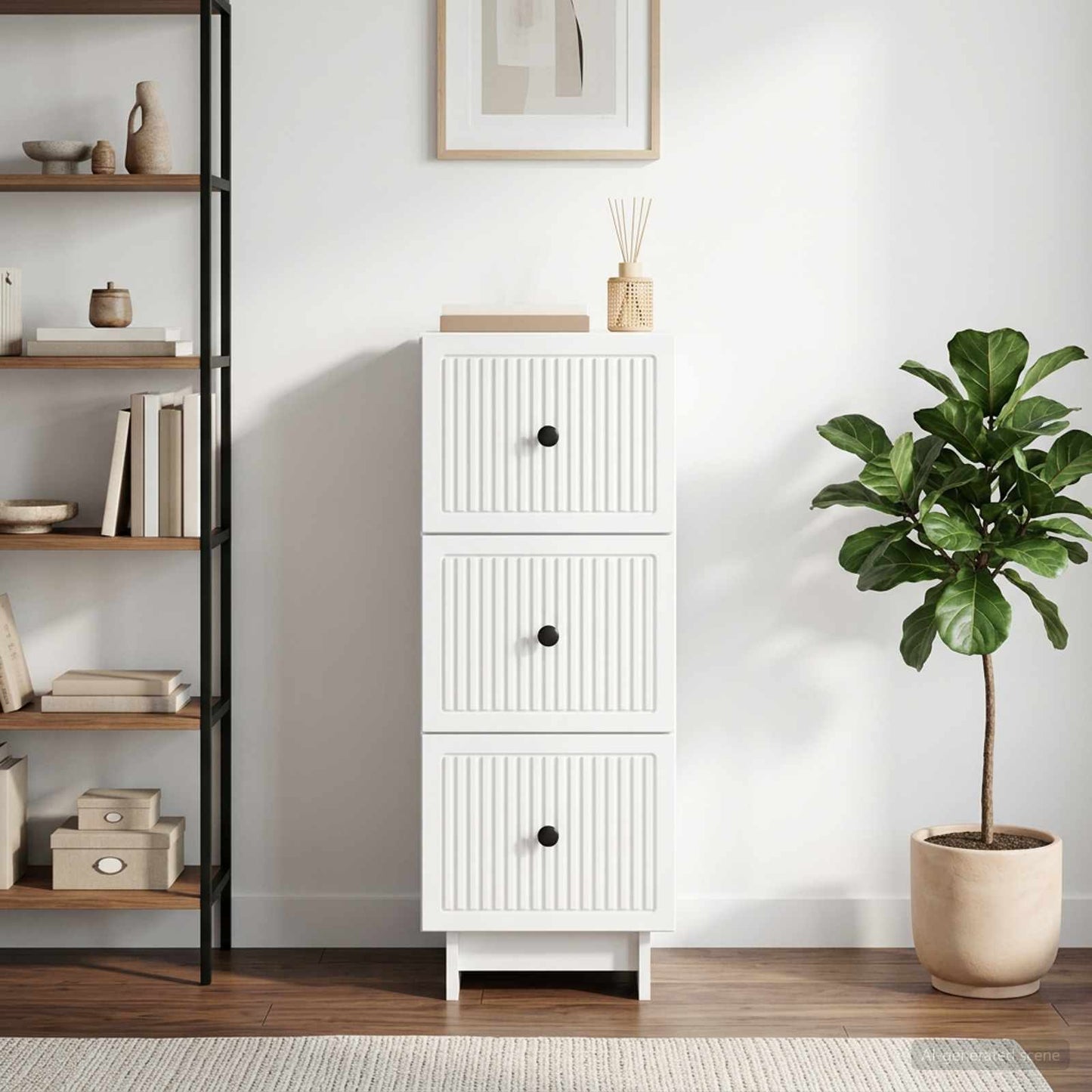 Mobile con Cassetti Bianco Lucido 33 x 34,5 x 90 cm