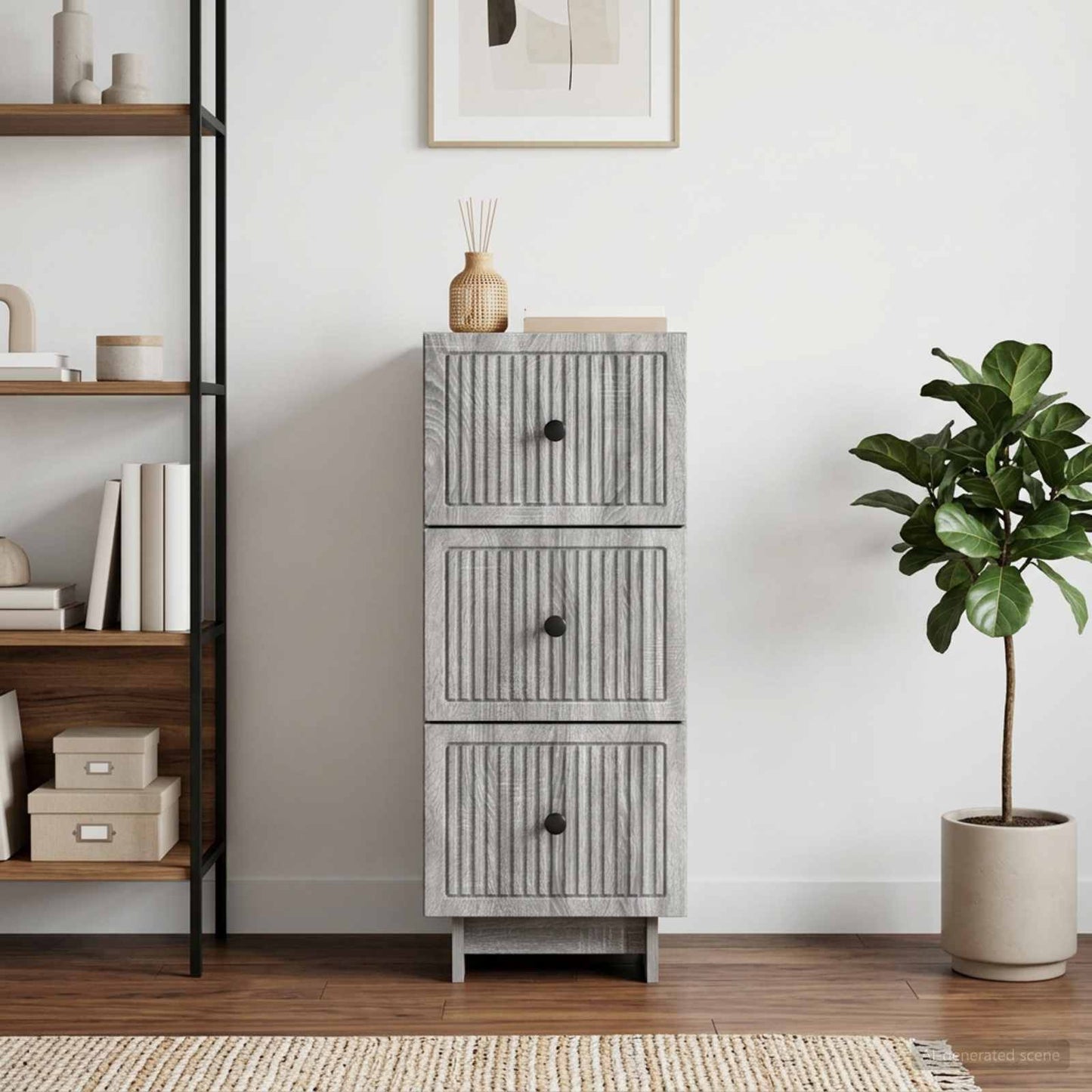 Mobile con Cassetti Grigio Sonoma 33 x 34,5 x 90 cm