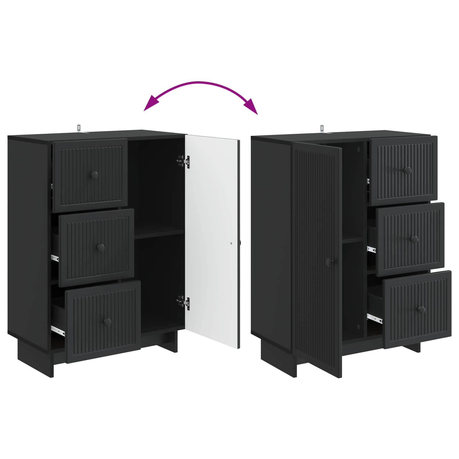 Credenza Nero 66 x 34,5 x 90 cm Legno ingegnerizzato | homemem39