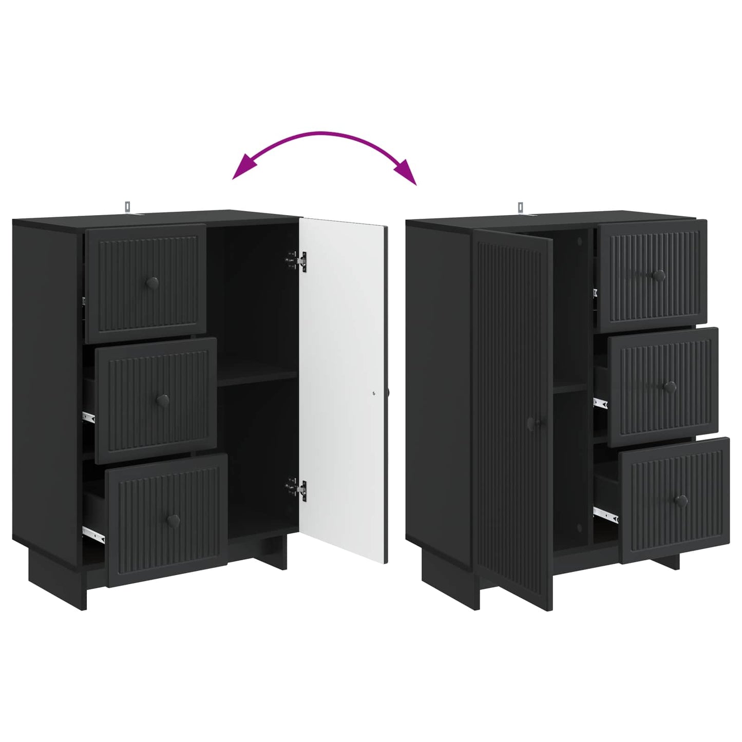 Credenza Nero 66 x 34,5 x 90 cm Legno ingegnerizzato