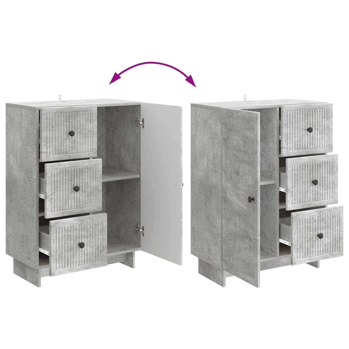 Credenza Grigio Cemento 66 x 34,5 x 90 cm Legno ingegnerizzato