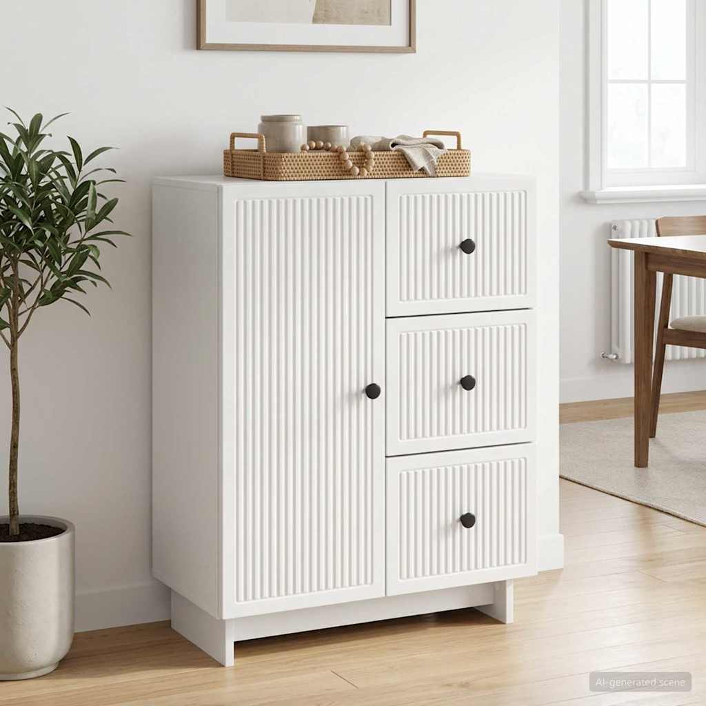 Credenza Bianco Lucido 66 x 34,5 x 90 cm Legno ingegnerizzato
