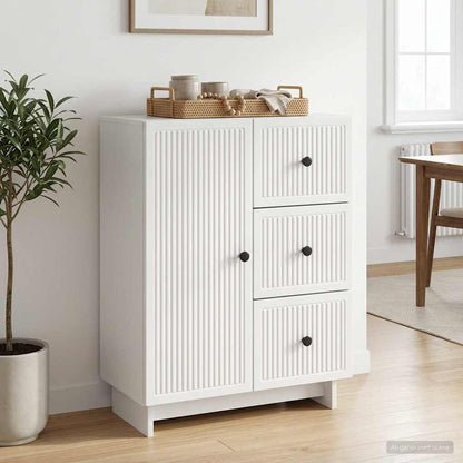 Credenza Bianco Lucido 66 x 34,5 x 90 cm Legno ingegnerizzato
