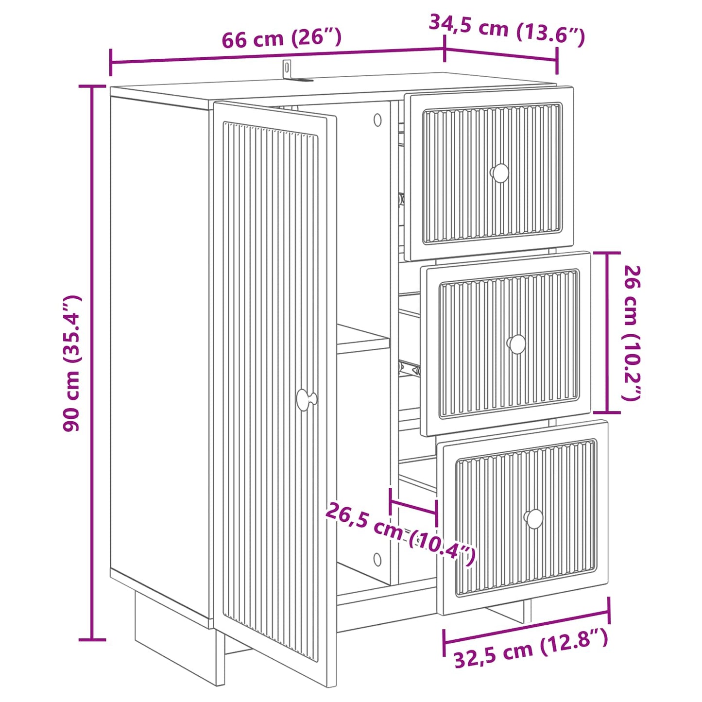 Credenza Legno antico 66 x 34,5 x 90 cm Legno ingegnerizzato | homemem39
