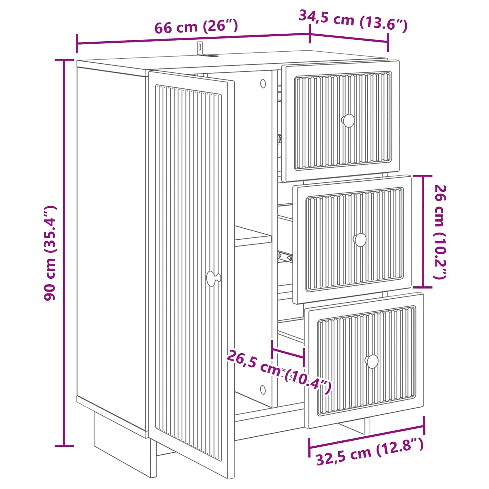 Credenza Legno antico 66 x 34,5 x 90 cm Legno ingegnerizzato | homemem39