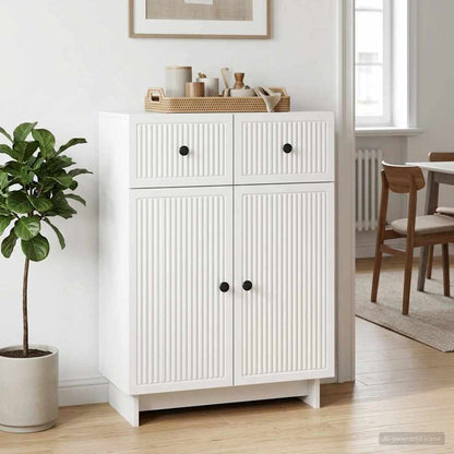 Credenza Bianco Lucido 66 x 34,5 x 90 cm Legno ingegnerizzato