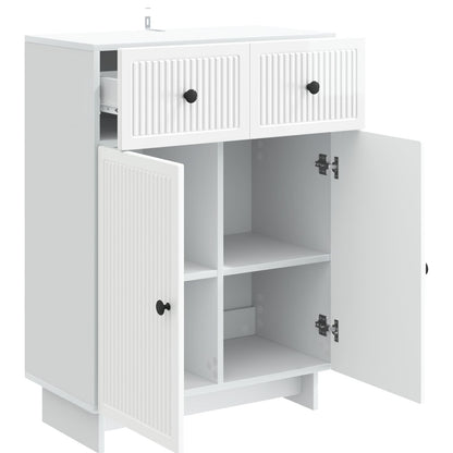 Credenza Bianco Lucido 66 x 34,5 x 90 cm Legno ingegnerizzato
