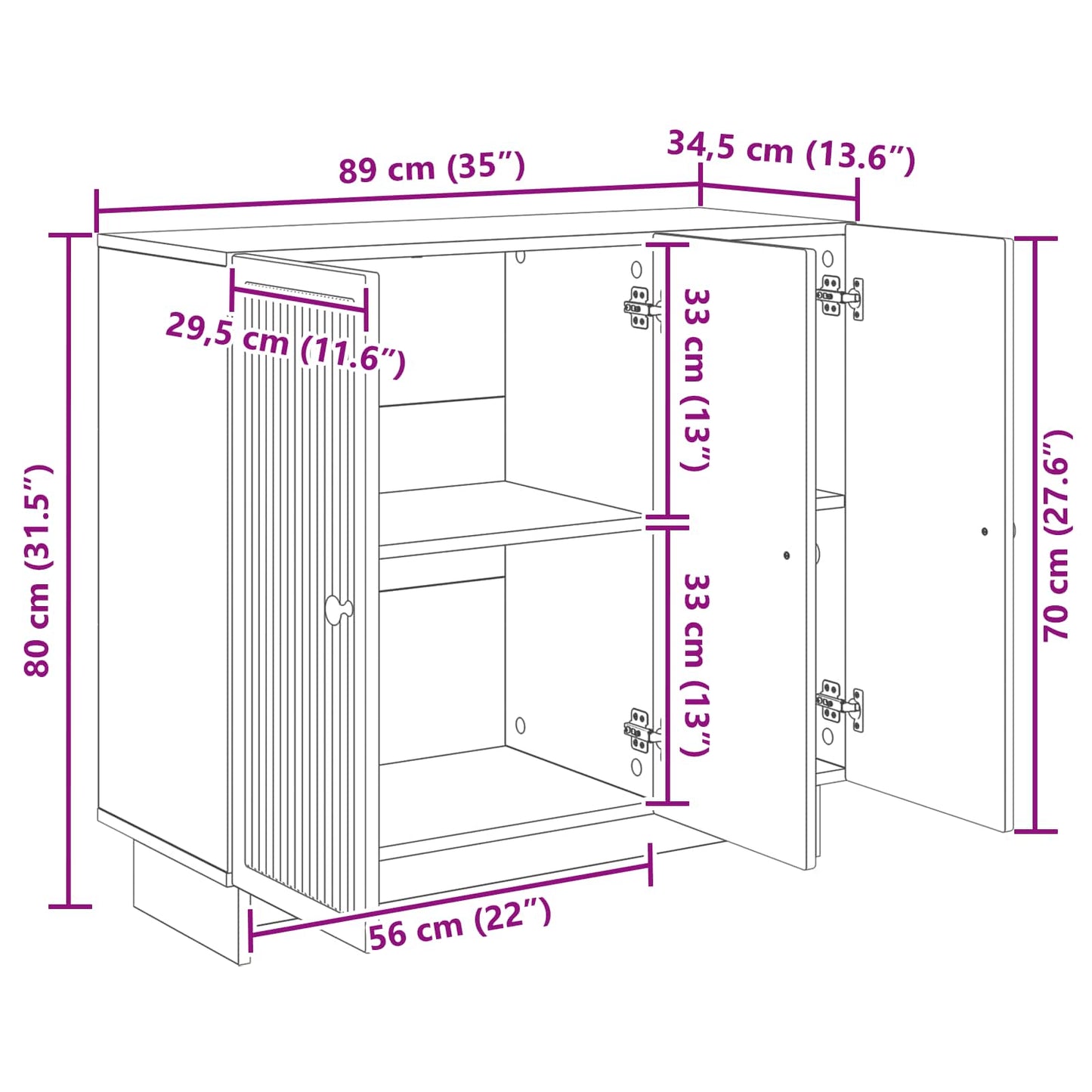 Credenza Nero 89 x 34,5 x 80 cm Legno ingegnerizzato | homemem39