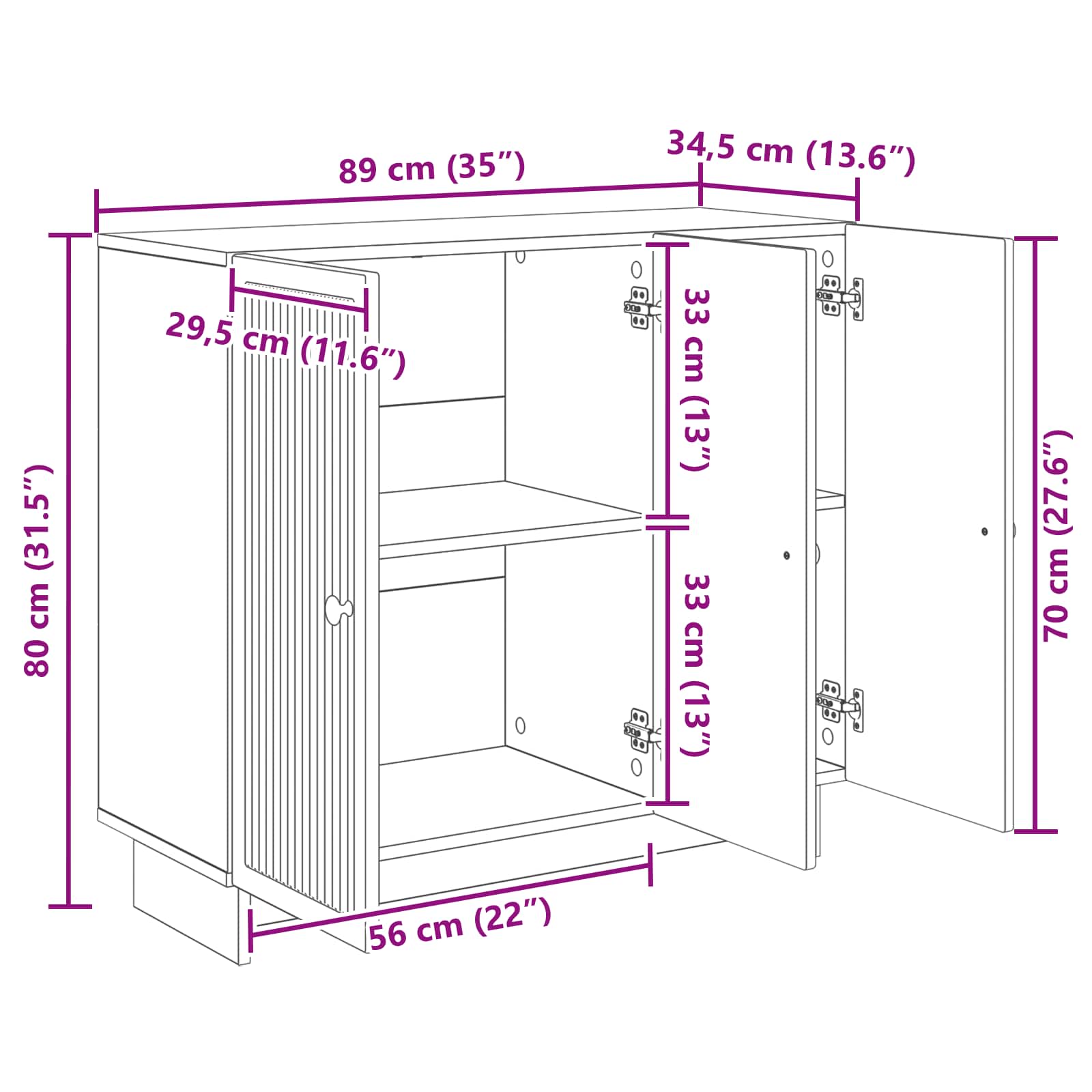 Credenza Nero 89 x 34,5 x 80 cm Legno ingegnerizzato | homemem39