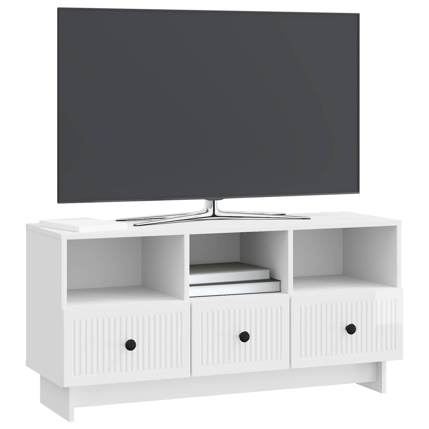 Mobile TV Bianco Lucido 102 x 34,5 x 50 cm Legno ingegnerizzato