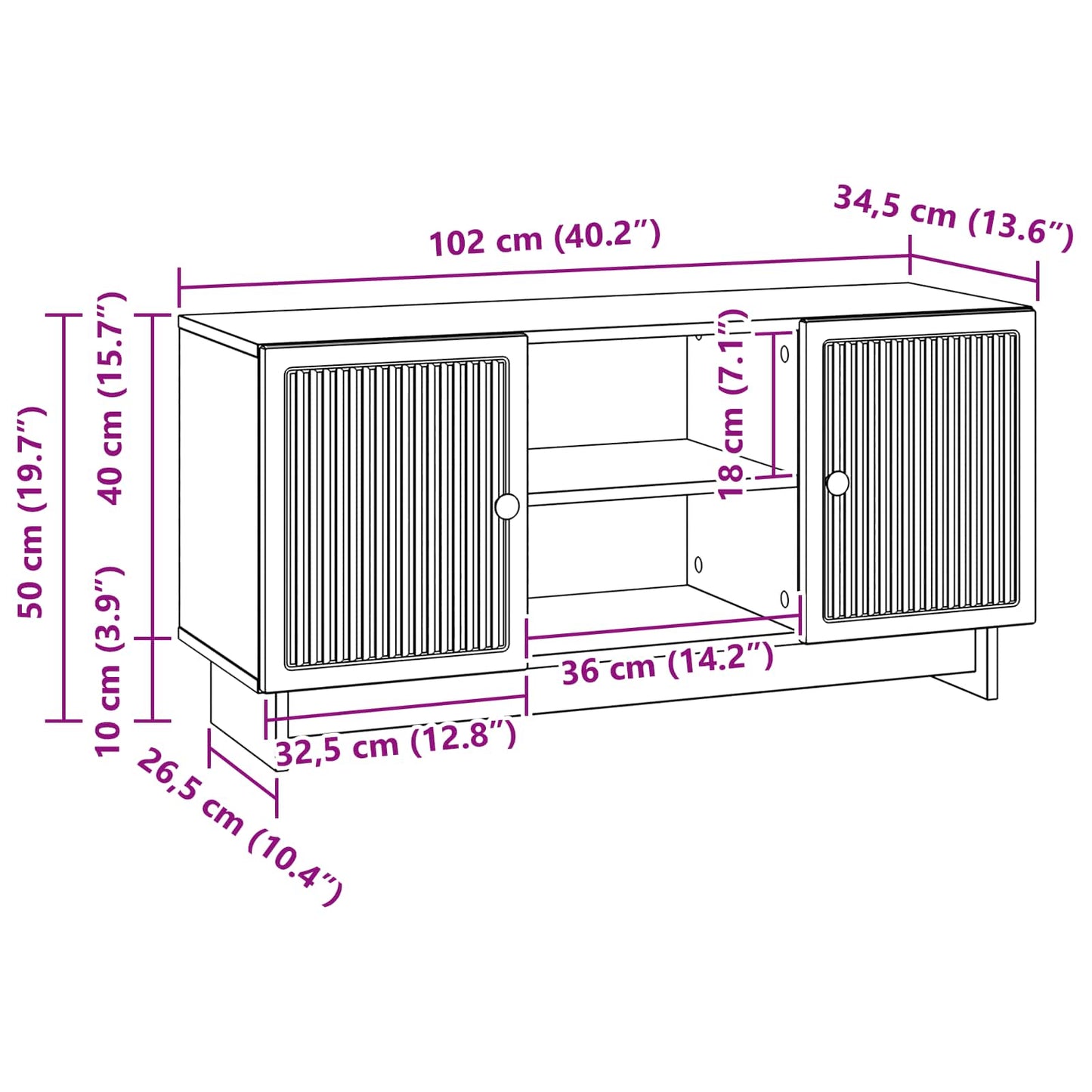 Mobile TV Grigio cemento 102 x 34,5 x 50 cm Legno multistrato | homemem39