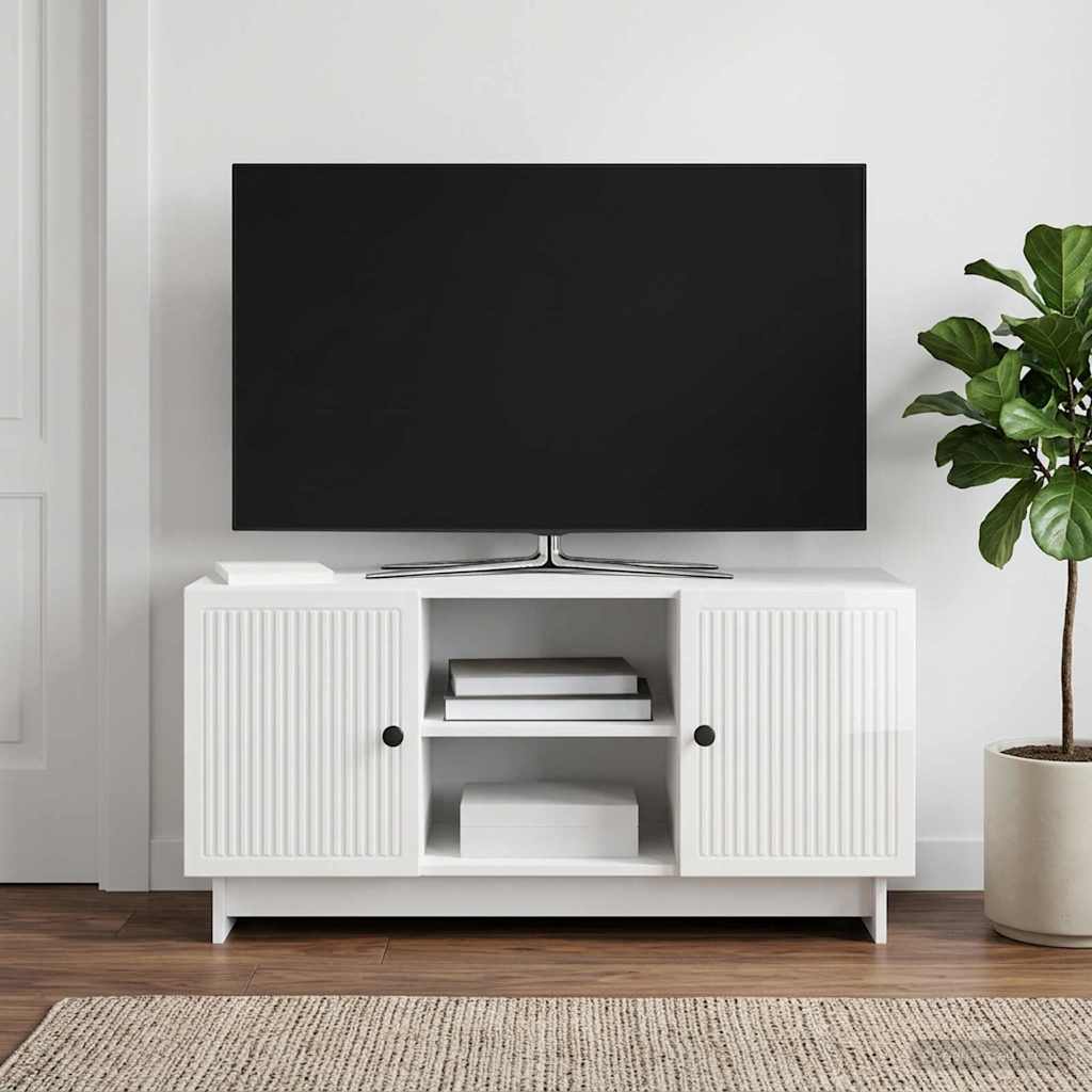 Mobile TV 102 x 34,5 x 50 cm Bianco Lucido Legno ingegnerizzato