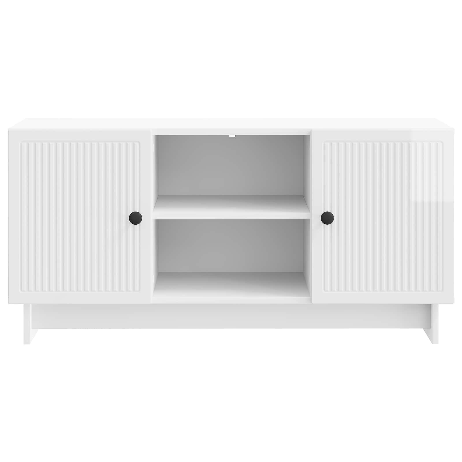 Mobile TV Bianco Lucido 102 x 34,5 x 50 cm Legno multistrato | homemem39