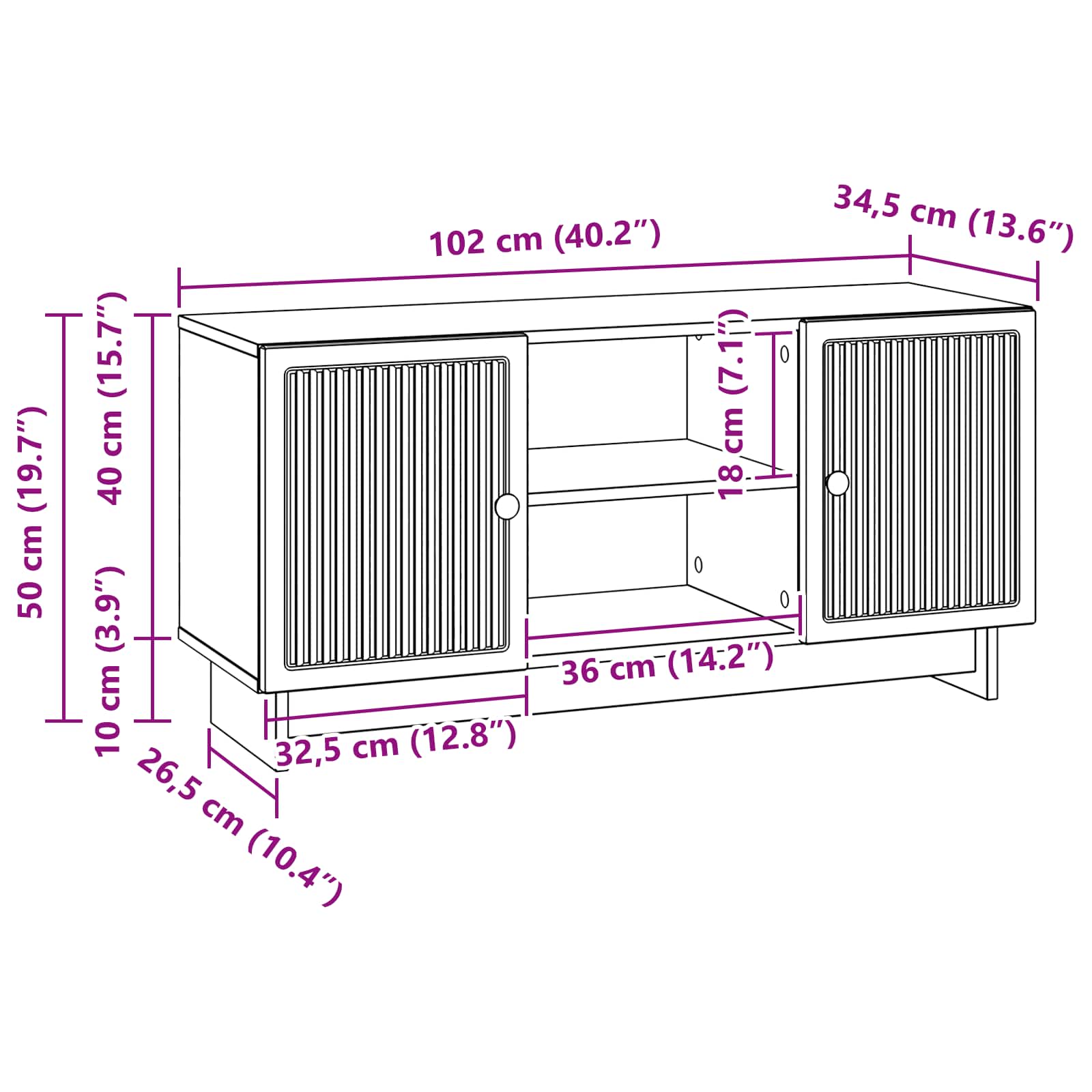 Mobile TV Rovere fumé 102 x 34,5 x 50 cm Legno multistrato | homemem39