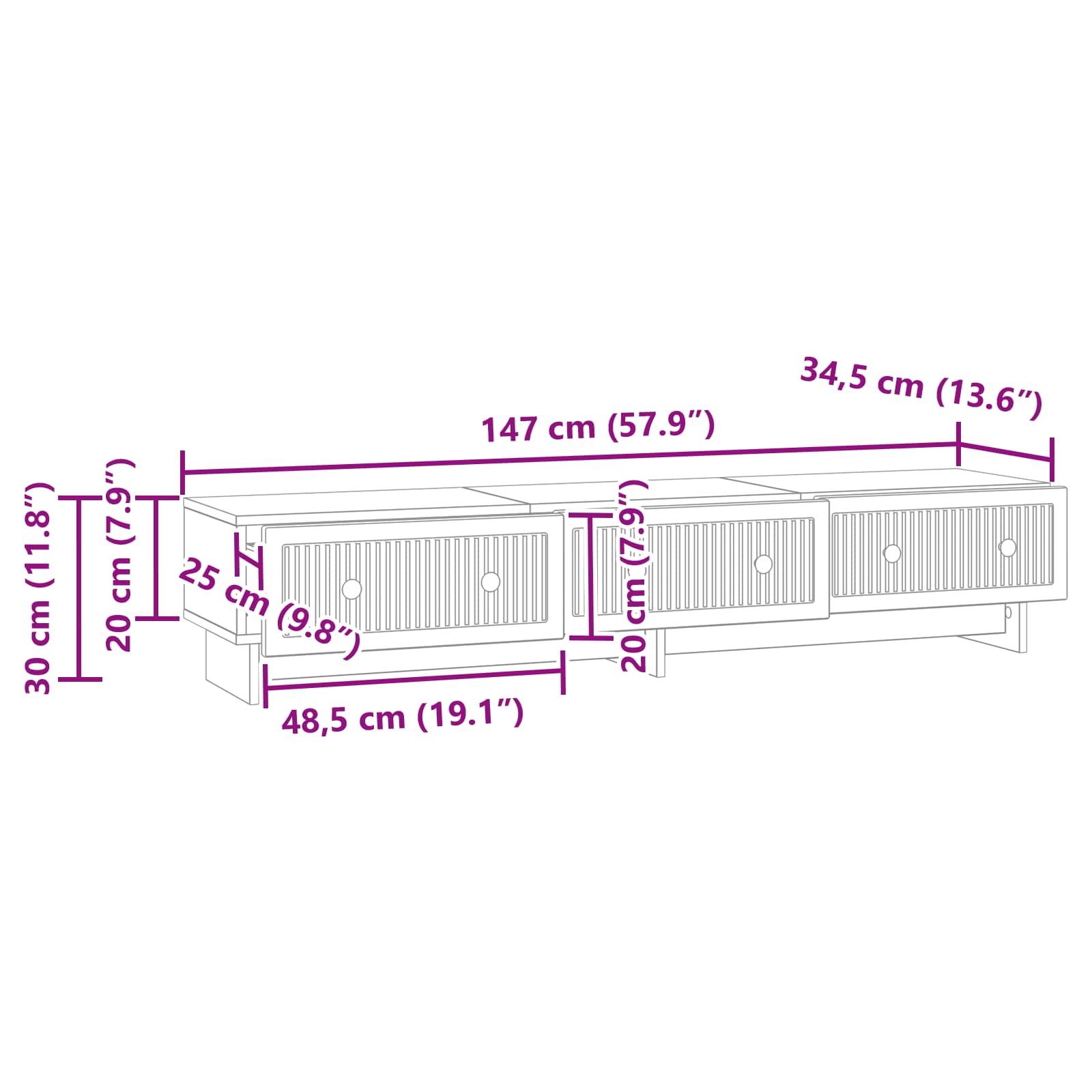 Mobile TV Rovere Sonoma 147 x 34,5 x 30 cm Legno ingegnerizzato | homemem39