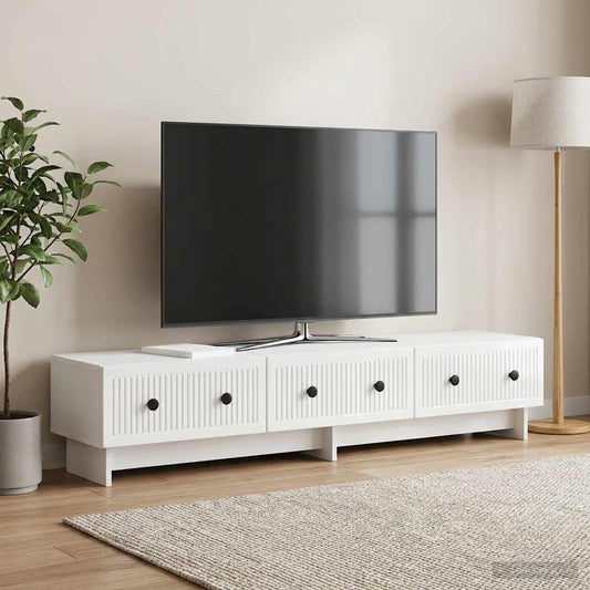 Mobile TV Bianco Lucido 147 x 34,5 x 30 cm Legno ingegnerizzato