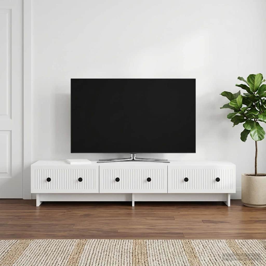 Mobile TV Bianco Lucido 147 x 34,5 x 30 cm Legno ingegnerizzato