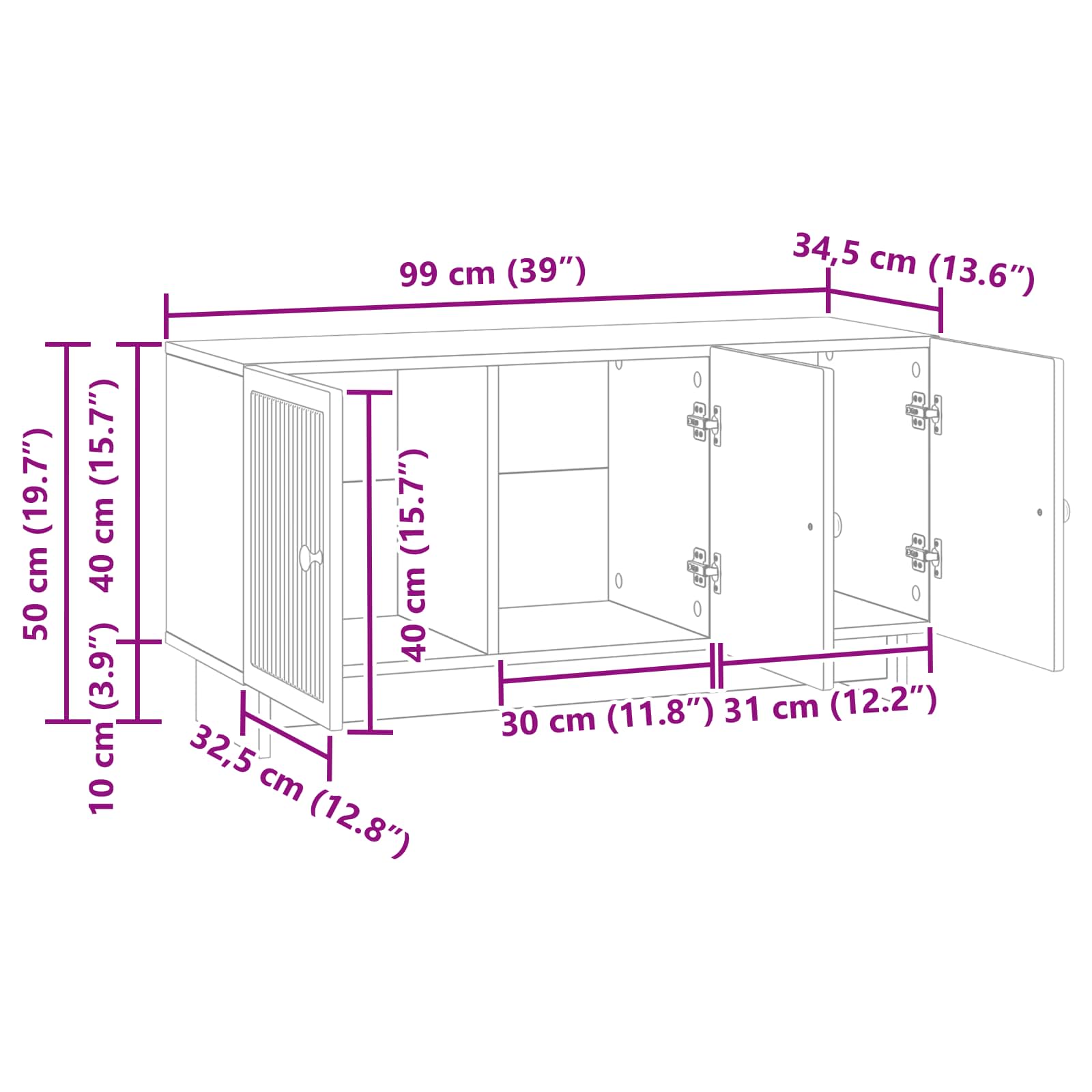 Mobile TV Rovere Sonoma 99 x 34,5 x 50 cm Legno ingegnerizzato | homemem39