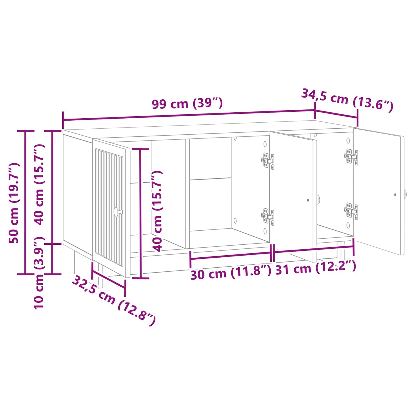 Mobile TV Grigio Sonoma 99 x 34,5 x 50 cm Legno ingegnerizzato | homemem39