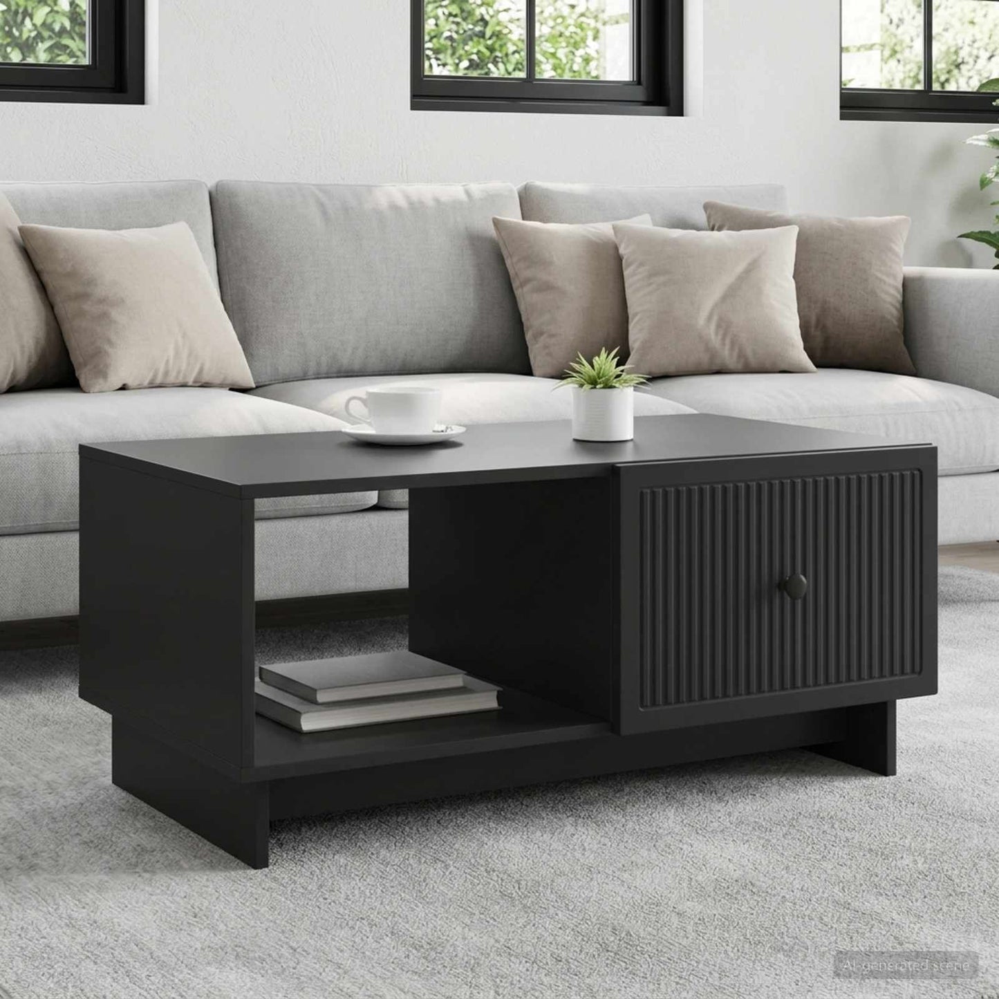 Tavolino da salotto Nero 90 x 50 x 40 cm Legno ingegnerizzato