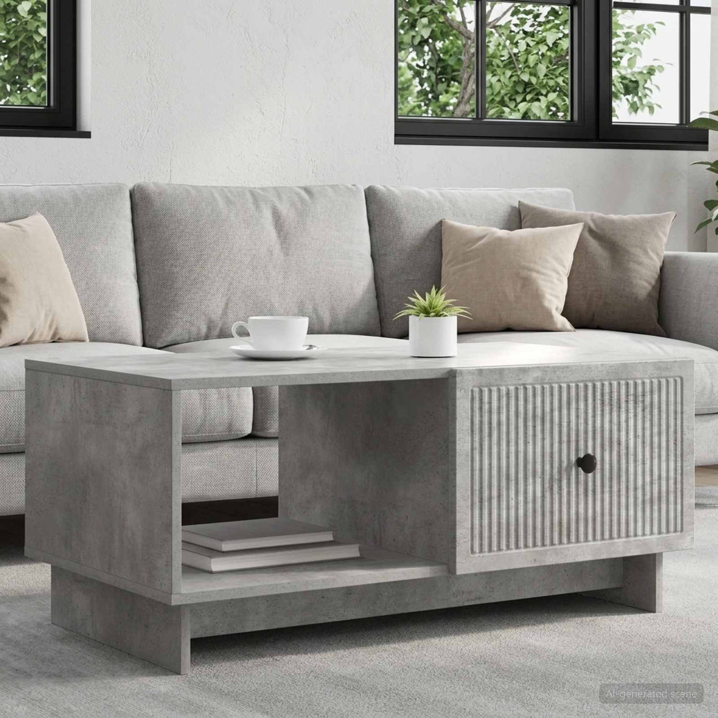 Tavolino da salotto Grigio Cemento 90 x 50 x 40 cm