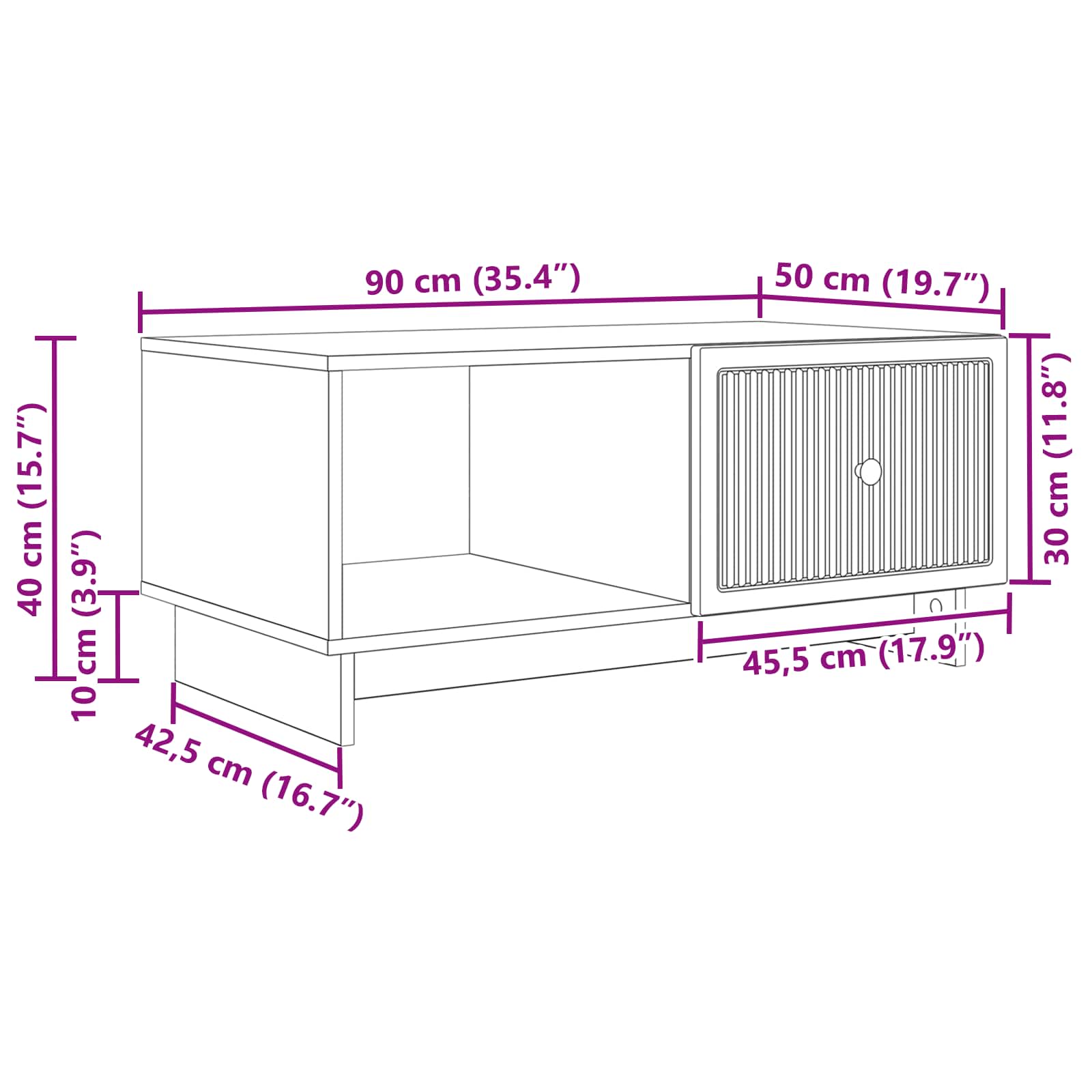 Tavolino da salotto Grigio Cemento 90 x 50 x 40 cm | homemem39