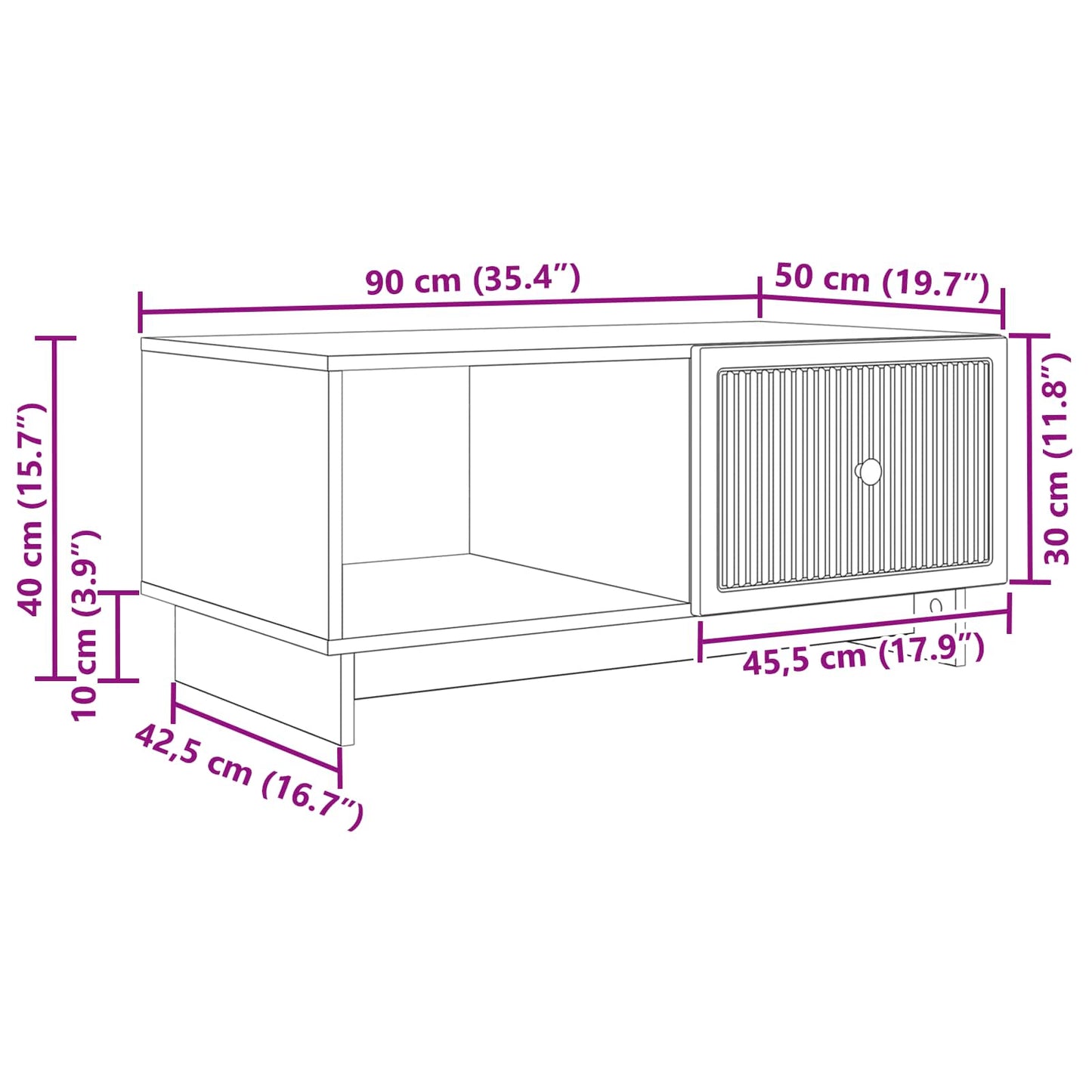 Tavolino da salotto Rovere Artigianale 90 x 50 x 40 cm | homemem39