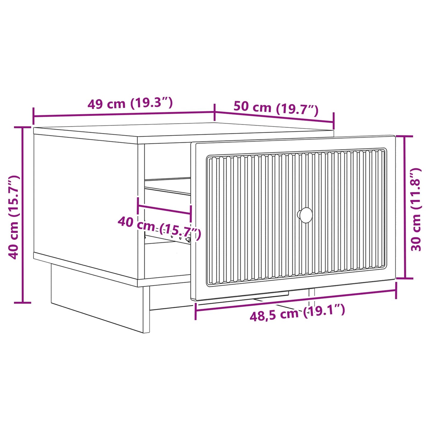 Tavolino da salotto con cassetto Rovere Sonoma 49 x 50 x 40 cm