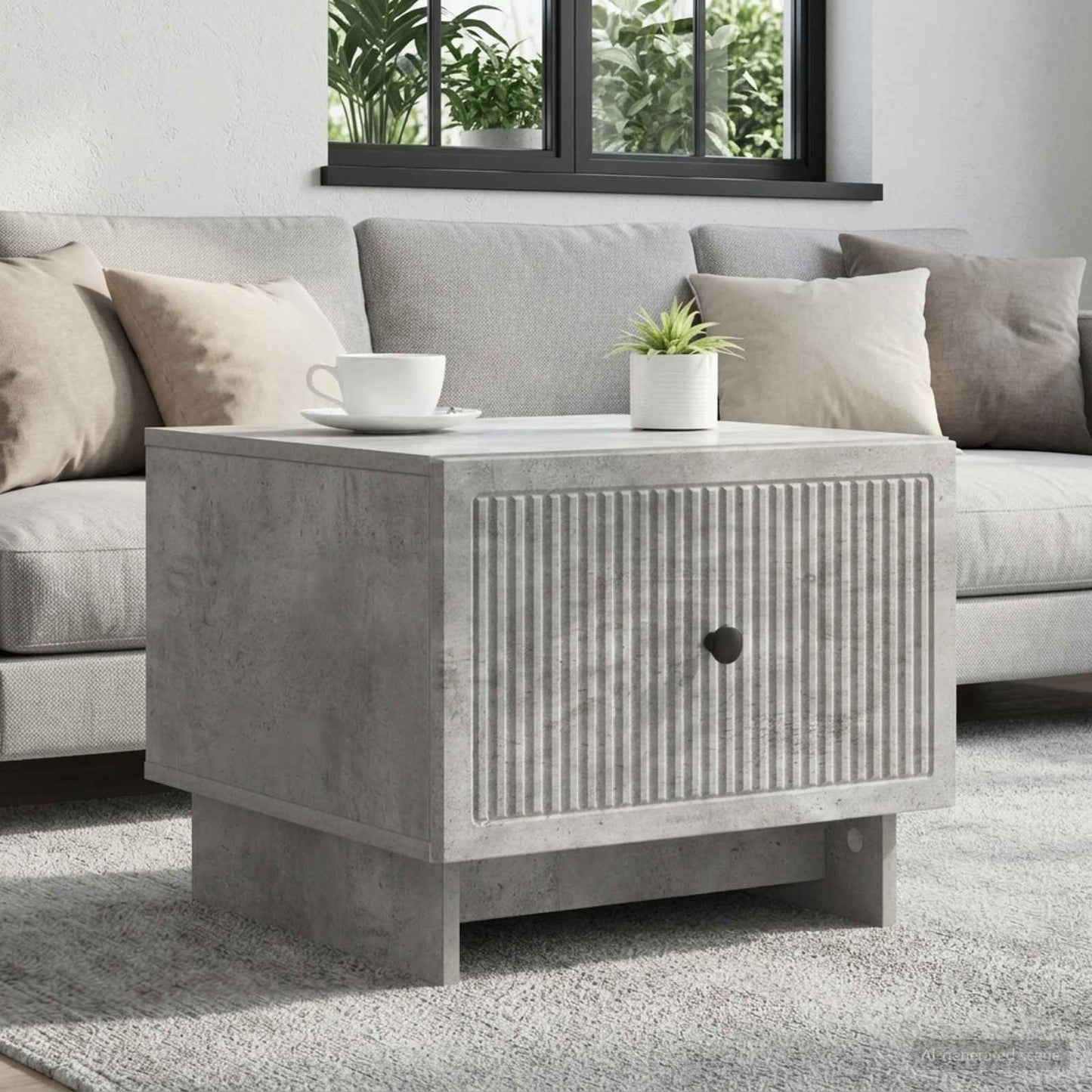 Tavolino da salotto con cassetto Grigio Cemento 49 x 50 x 40 cm