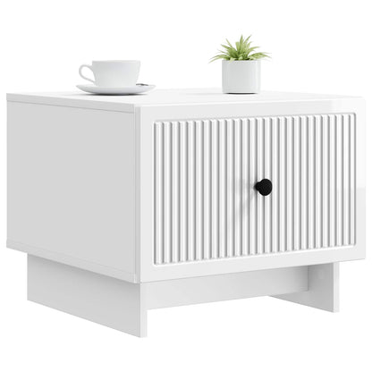Tavolino da salotto con cassetto Bianco Lucido 49 x 50 x 40 cm