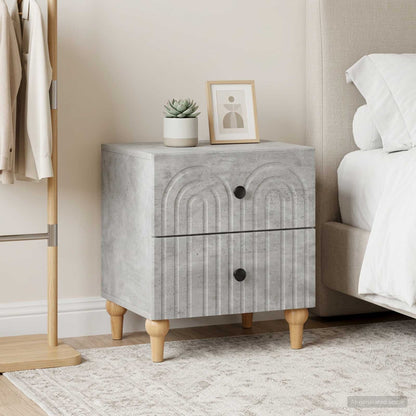 Armadio da Notte 2 pcs Grigio Cemento 43 x 34,5 x 48 cm