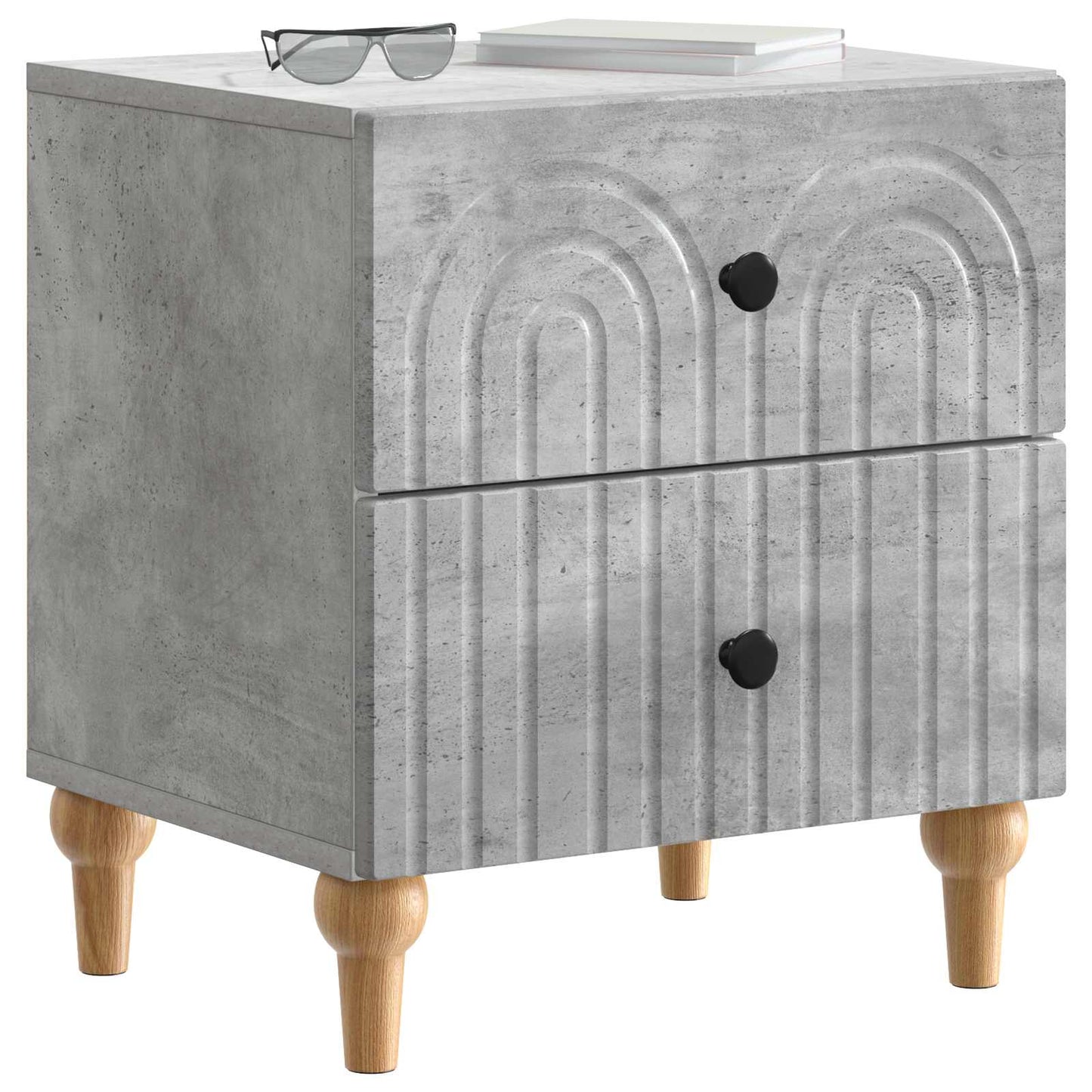 Armadio da Notte 2 pcs Grigio Cemento 43 x 34,5 x 48 cm